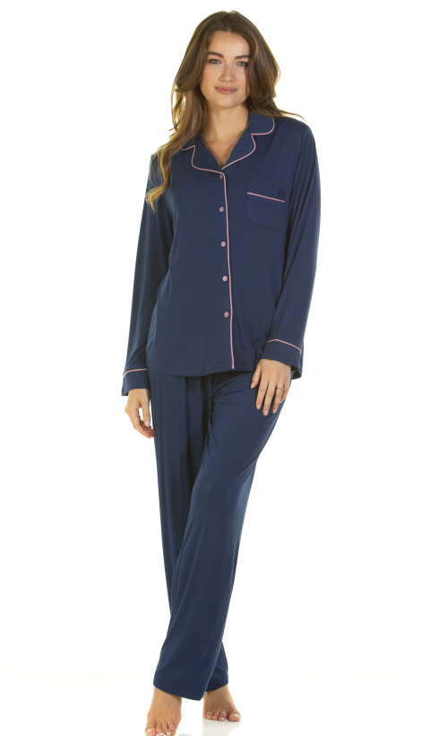 La Marquise Bamboo Lace Long Sleeve Button Through Pyjama